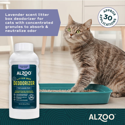 ALZOO Cat Litter Deodorizer, Concentrated Granules Absorb & Help Neutralize Odors, 100% Plant-Based Active Ingredients, Up to 30 Uses, Island Paradise Scent, 26.6 Oz., Pack of 2