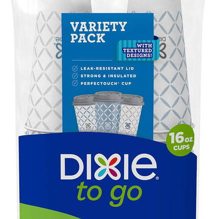 Dixie To Go Large Paper Coffee Cups With Lids, 16 Oz, 132 Count (6 packs of 22 cups), Disposable Cups For On-The-Go Hot Beverages
