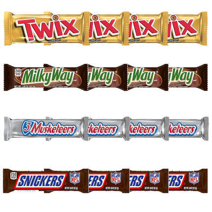 SNICKERS, MILKY WAY & 3 MUSKETEERS Individually Wrapped Variety Pack Full Size Milk Chocolate Candy Bars Bulk Assortment, 16 Bars