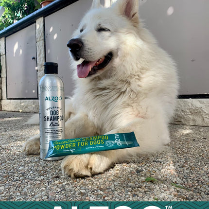 ALZOO Concentrated Shampoo Powder for Dogs, Specially Formulated for Dogs with Sensitive Skin, 100% Plant-Based Active Ingredients, Vanilla Fragrance, Pack of 2
