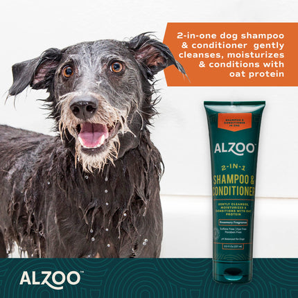 ALZOO Anti-Itch Shampoo for Dogs, Specially Formulated for Dogs with Dry, Itchy Skin, 100% Plant-Based Active Ingredients, Palmarosa Fragrance, Made in USA, 8 Fl. Oz.