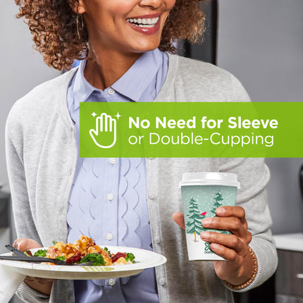 Dixie PerfecTouch (5342DX94) 12 oz Insulated Paper Hot Coffee Cups, Limited Edition Holiday Cups in Winter Fun Designs, 500 Count (20 Packs of 25 Cups)