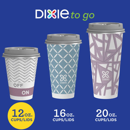 Dixie To Go Paper Coffee Cups With Lids, 12 oz, 156 ct, Disposable Insulated Paper Cups for On-The-Go Hot or Cold Beverages