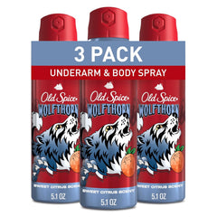 Old Spice Aluminum Free Body Spray for Men, 24/7 Odor Protection, 24/7 Lasting Fragnance & Freshness, Cologne Quality Scent, Wolfthorn with Sweet Citrus Scent, 5.1 oz (Pack of 3)