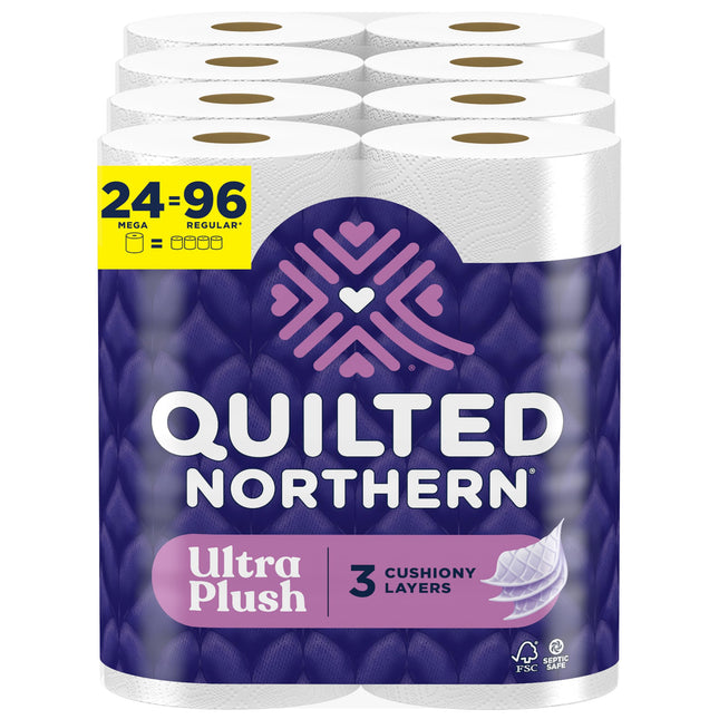 Quilted Northern Ultra Plush Toilet Paper, 18 Mega Rolls = 72 Regular Rolls, 3X Thicker*, 3 Ply Soft Toilet Tissue