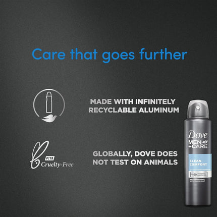 Dove Men + Care Antiperspirant Deodorant Spray, 6 Pack, 48H Protection, Long-Lasting Clean Comfort Scent, Soothes & Moisturises Skin, 5 oz. Each