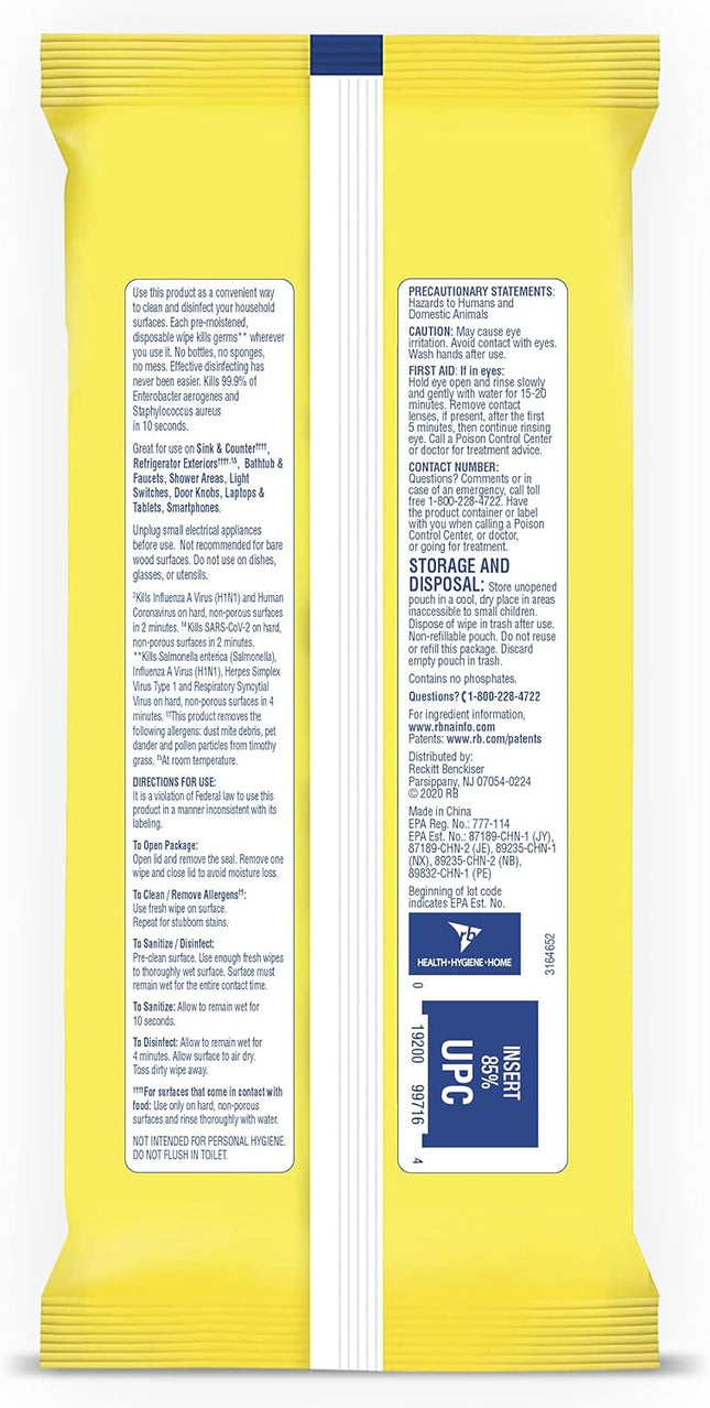 Lysol Disinfectant Handi-Pack Wipes, Multi-Surface Antibacterial Cleaning Wipes, for Disinfecting and Cleaning, Lemon and Lime Blossom, 480 Count (Pack of 6)