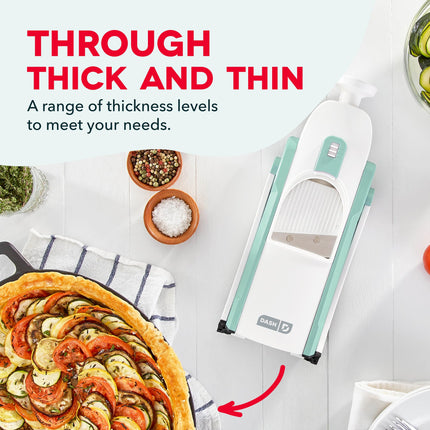 DASH Safe Slice® Mandoline Slicer, Julienne + Dicer for Vegetables, Meal Prep & More with 30+ Presets & Thickness Adjuster - Grey