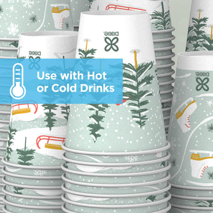 Dixie PerfecTouch (5342DX94) 12 oz Insulated Paper Hot Coffee Cups, Limited Edition Holiday Cups in Winter Fun Designs, 500 Count (20 Packs of 25 Cups)