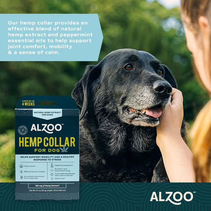 ALZOO Premium Hemp 2-in-1 Mobility & Calming Collar for Dogs, Helps Support Mobility & A Healthy Response to Stress for Up to 4 Weeks, Waterproof