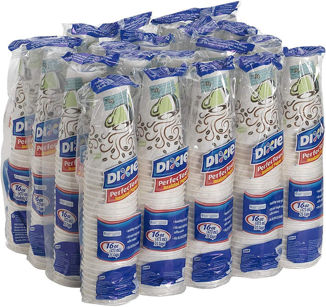 Dixie Perfectouch Insulated Paper Hot Cup, Coffee Haze Design 16 oz - 1000 Count (1000 Count)