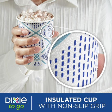 Dixie To Go Paper Coffee Cups, 12 oz, 132 ct, Disposable Insulated Paper Cups for On-The-Go Hot or Cold Beverages
