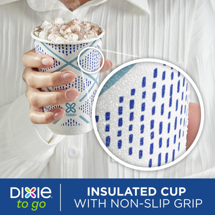 Dixie To Go Paper Coffee Cups, 12 oz, 132 ct, Disposable Insulated Paper Cups for On-The-Go Hot or Cold Beverages
