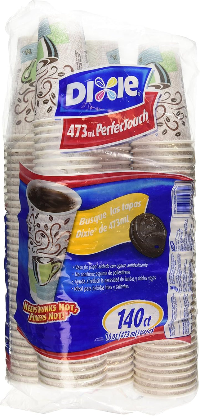 Dixie Perfectouch Insulated Paper Hot Cup, Coffee Haze Design, 140 Count