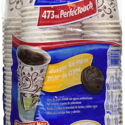Dixie Perfectouch Insulated Paper Hot Cup, Coffee Haze Design, 140 Count