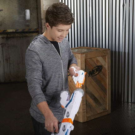 Nerf Modulus Mediator Blaster -- Fires 6 Darts in a Row, Pump Action, Slam Fire, Includes 6-Dart Clip and 6 Official Nerf Elite Darts (Amazon Exclusive)