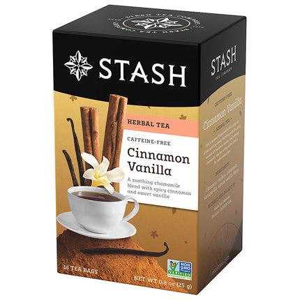 Stash Tea Cinnamon Vanilla Herbal Tea Bags Case of 6/18 Bags