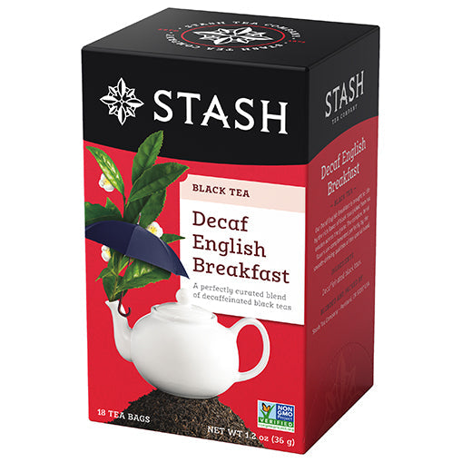 Stash Tea English Breakfast Decaf Black Tea Bags Case of 6/18 Bags