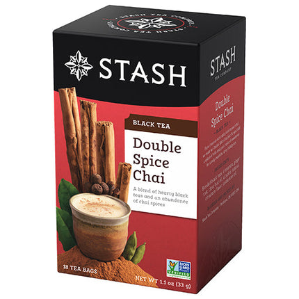 Stash Tea Double Spice Chai Black Tea Bags Case of 6/18 Bags