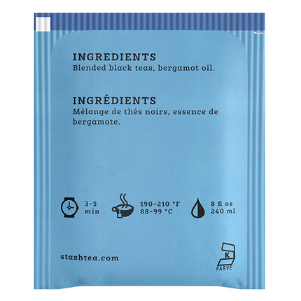 Stash Tea Uplifting Double Bergamot Earl Grey Black Tea Bags Case of 6/18 Bags