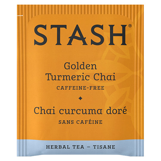 Stash Tea Golden Turmeric Chai Herbal Tea Bags Case of 6/18 Bags