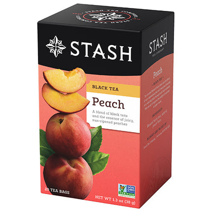Stash Tea Peach Black Tea Bags Case of 6/20 Bags