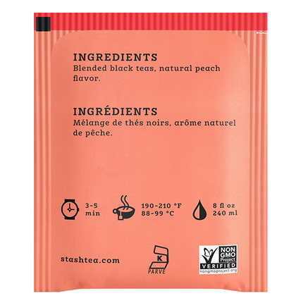 Stash Tea Peach Black Tea Bags Case of 6/20 Bags