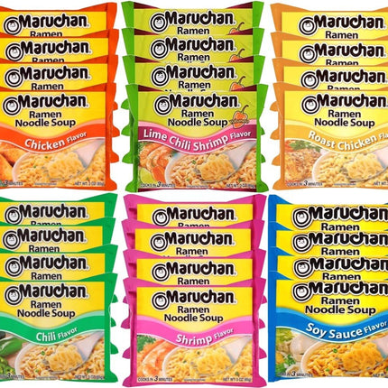 Maruchan Ramen Instant Noodle Soup Variety Mix 24 Packs, 6 Flavors - 3oz each