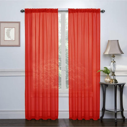 Ruthy's Textile 2-Pack Window Curtain Sheer Panels Total Width 108"x84" (Red)