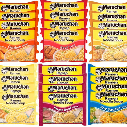 Maruchan Ramen Instant Noodle Soup Variety Mix 24 Packs, 6 Flavors - 3oz each
