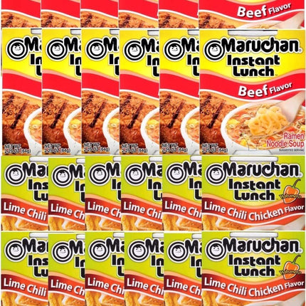 Maruchan Ramen Instant Cup Noodles 24 Count - 12 Beef & 12 Lime Chili Chicken