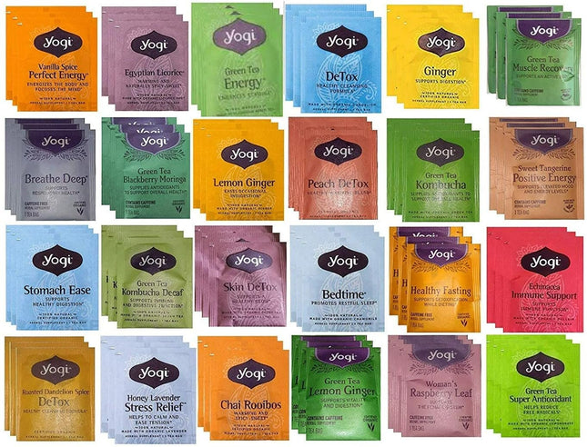 Tea Bags Sampler Assortment Box 36 Count - Different Flavors Perfect Variety for office, party, Morning, Afternoon Or night Organic Tea Bags