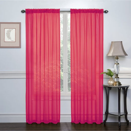 Ruthy's Textile 2-Pack Window Curtain Sheer Panels Total Width 108"x84" (Red)