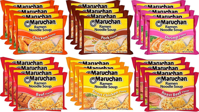 Maruchan Ramen Noodle Soup Variety Mix - 6 Flavors, 24-3 ounce packs