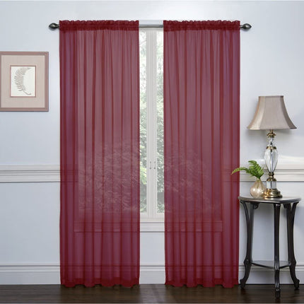 Ruthy's Textile 2-Pack Window Curtain Sheer Panels Total Width 108"x84" (Red)