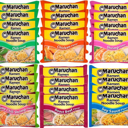 Maruchan Ramen Instant Noodle Soup Variety Mix 24 Packs, 6 Flavors - 3oz each