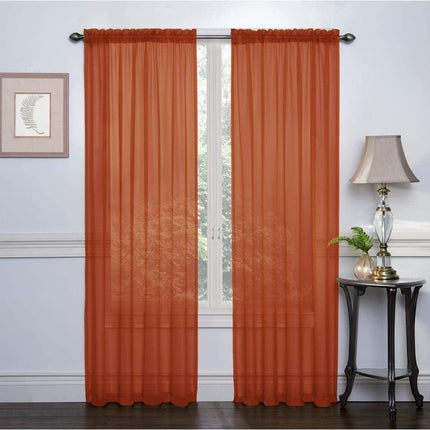 Ruthy's Textile 2-Pack Window Curtain Sheer Panels Total Width 108"x84" (Red)