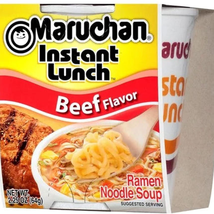 Maruchan Ramen Instant Cup Noodles 12 Count - 6 Beef Flavor & 6 Lime Chili Chicken Flavor Lunch / Dinner Variety, 2 Flavors