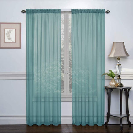 Ruthy's Textile 2-Pack Window Curtain Sheer Panels Total Width 108"x84" (Red)