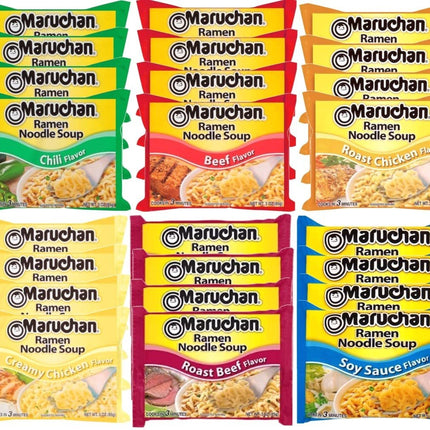 Maruchan Ramen Instant Noodle Soup Variety Mix 24 Packs, 6 Flavors - 3oz each
